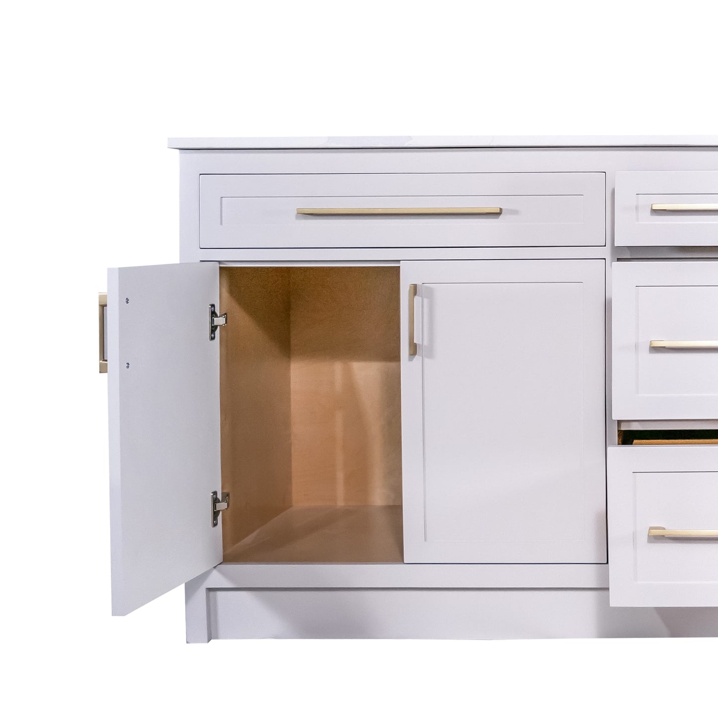 wood vanity double sink in Cement Grey colour with Quartz top