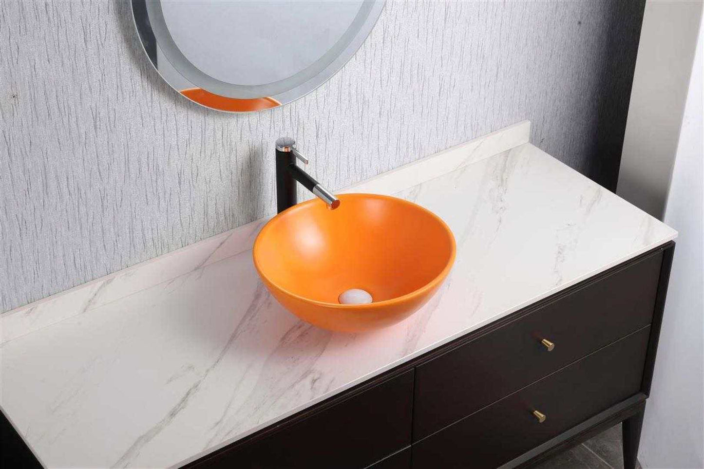 round bowl ceramic top mounted vanity sink