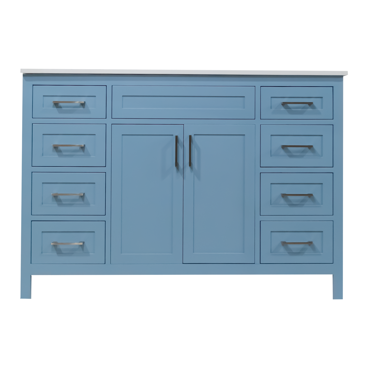 48" Knit blue 8 drawer solid wood vanity with quartz top