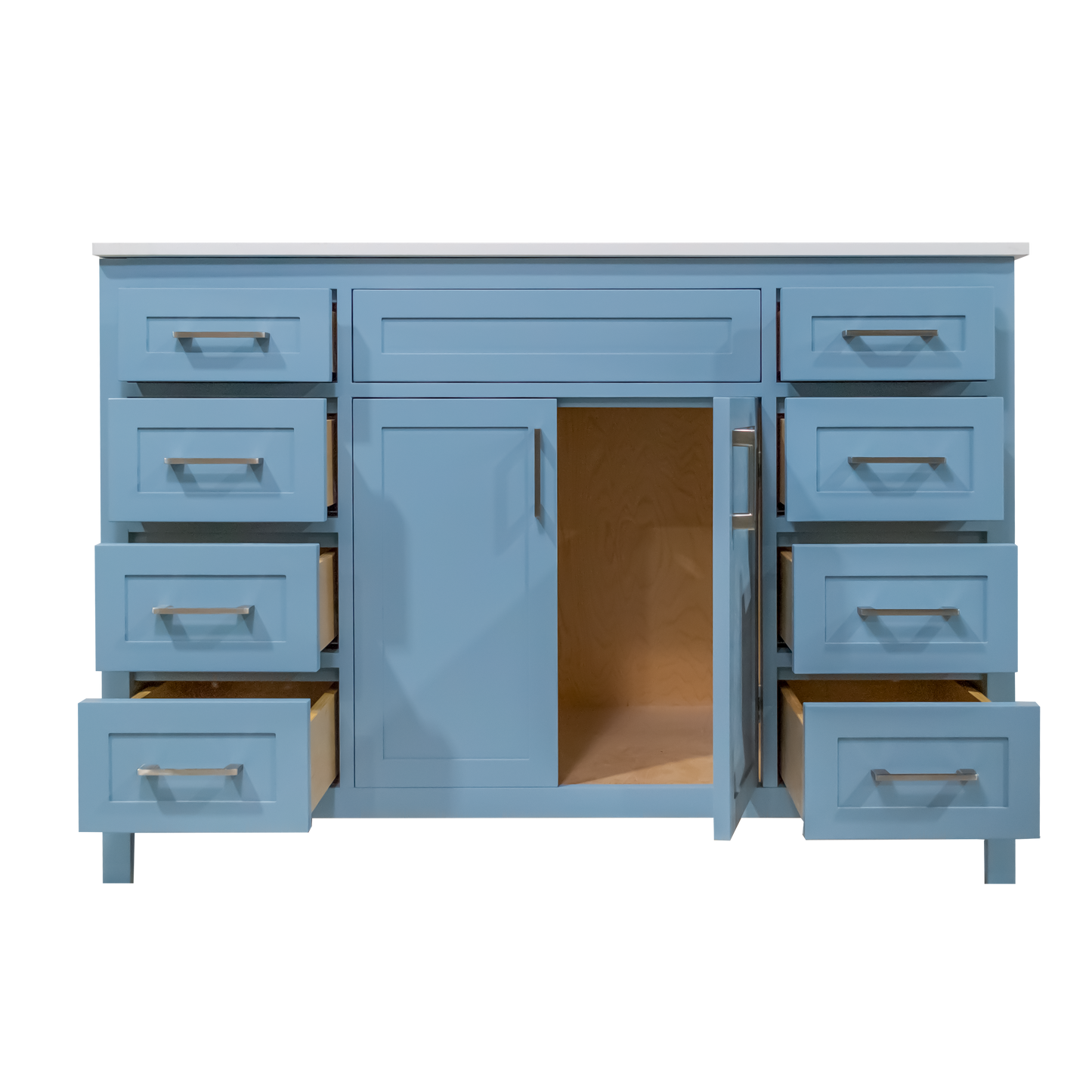 48" Knit blue 8 drawer solid wood vanity with quartz top