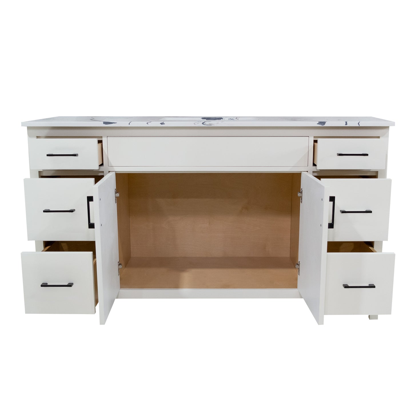 60" style Mirea vanity for bathroom with 6 drawers