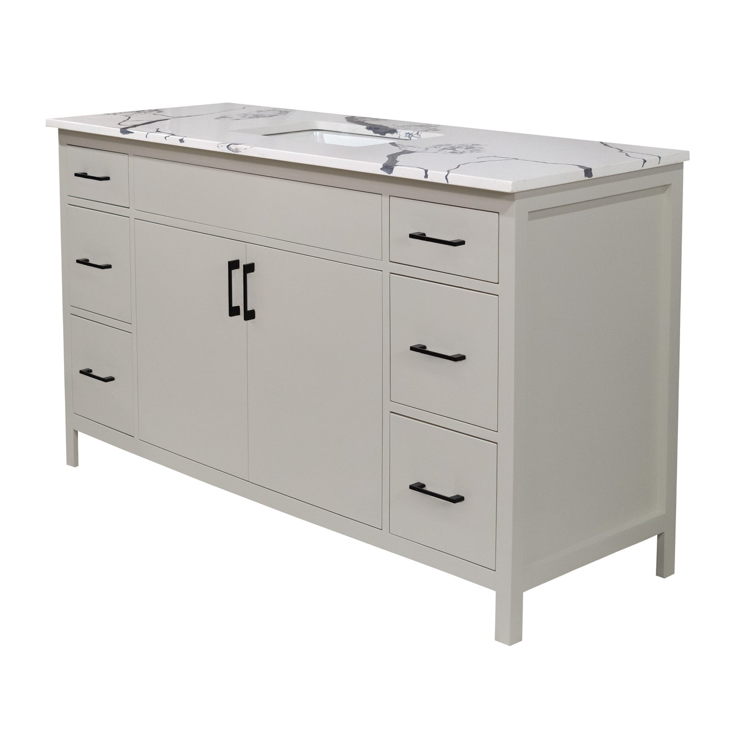 60" style Mirea vanity for bathroom with 6 drawers