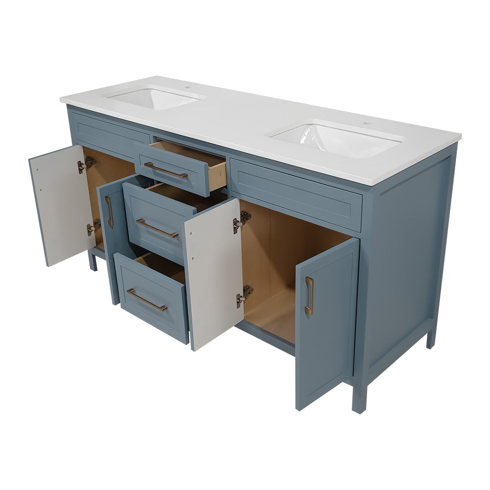 60" Bathroom Vanity with classic shaker double sink