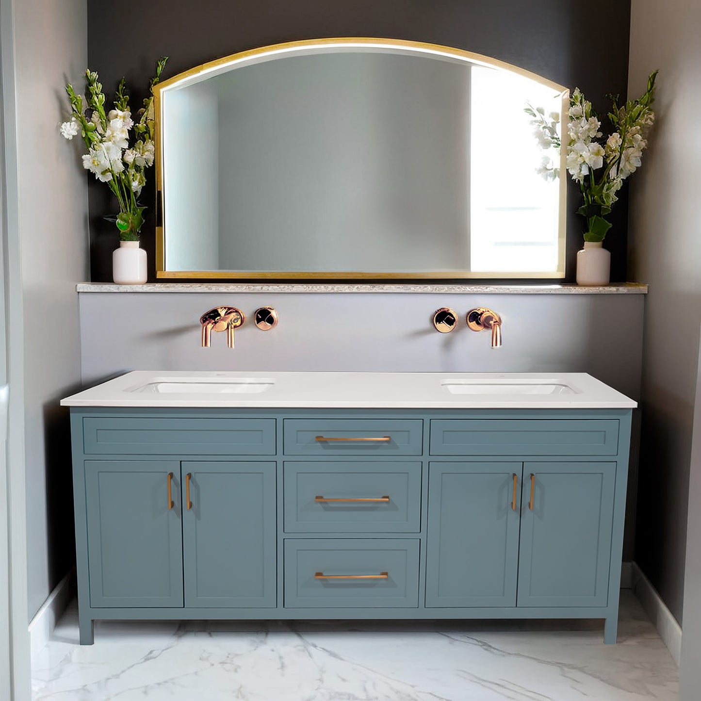60" Bathroom Vanity with classic shaker double sink