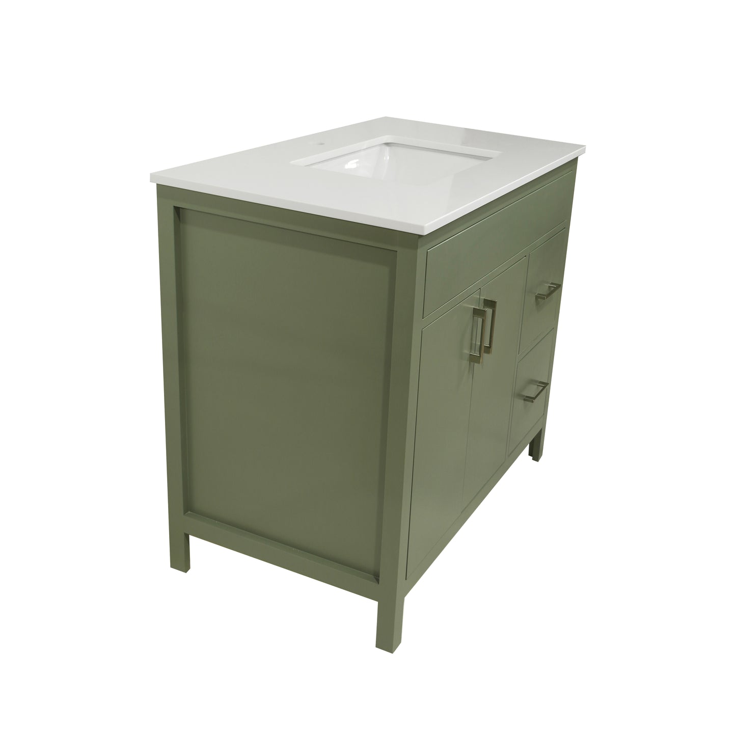Vanité de salle de bain en bois de couleur luxuriante de style Mirea 36" avec 2 portes et 2 tiroirs du côté droit