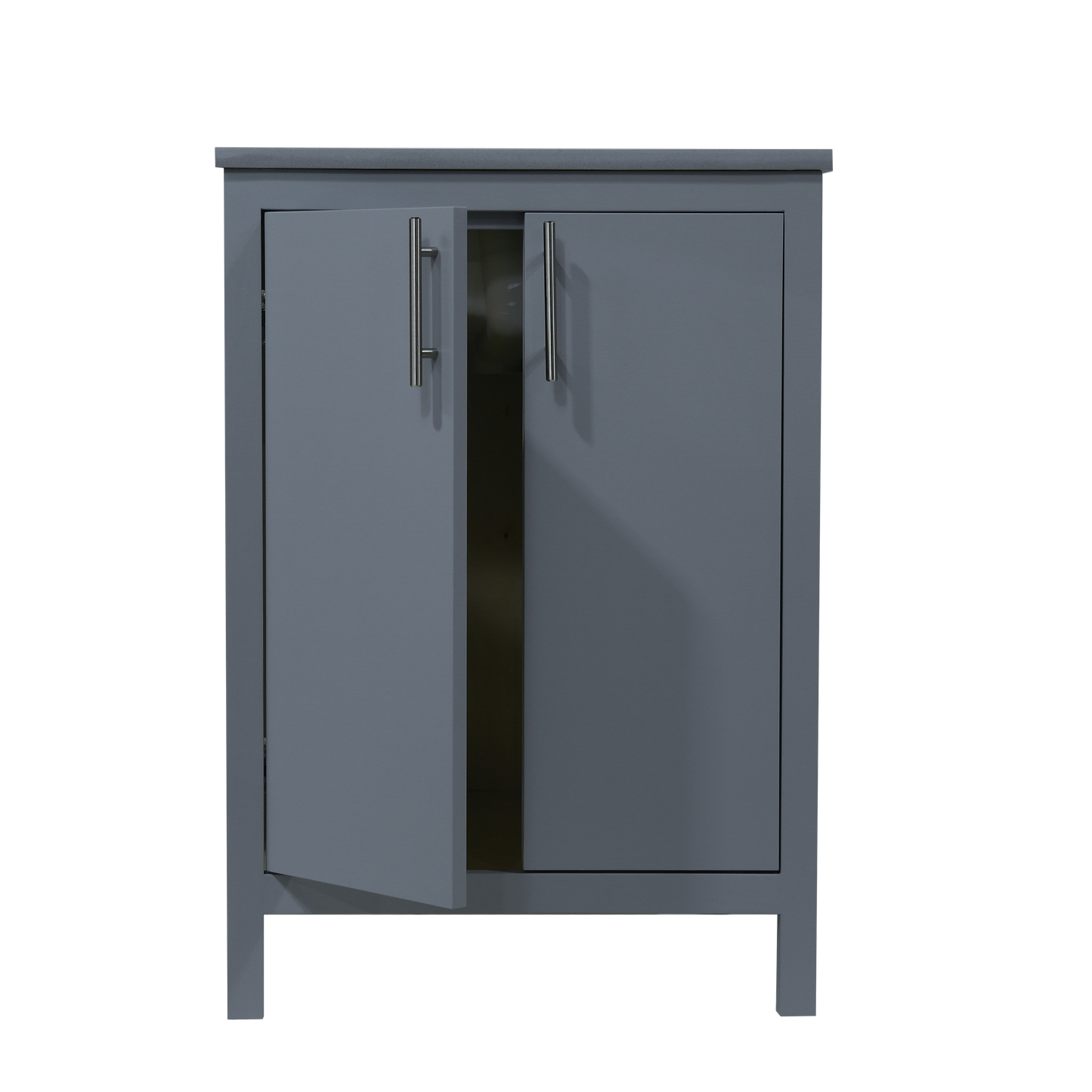 24" bathroom w00d cabinet in fog grey with Quartz top and sink