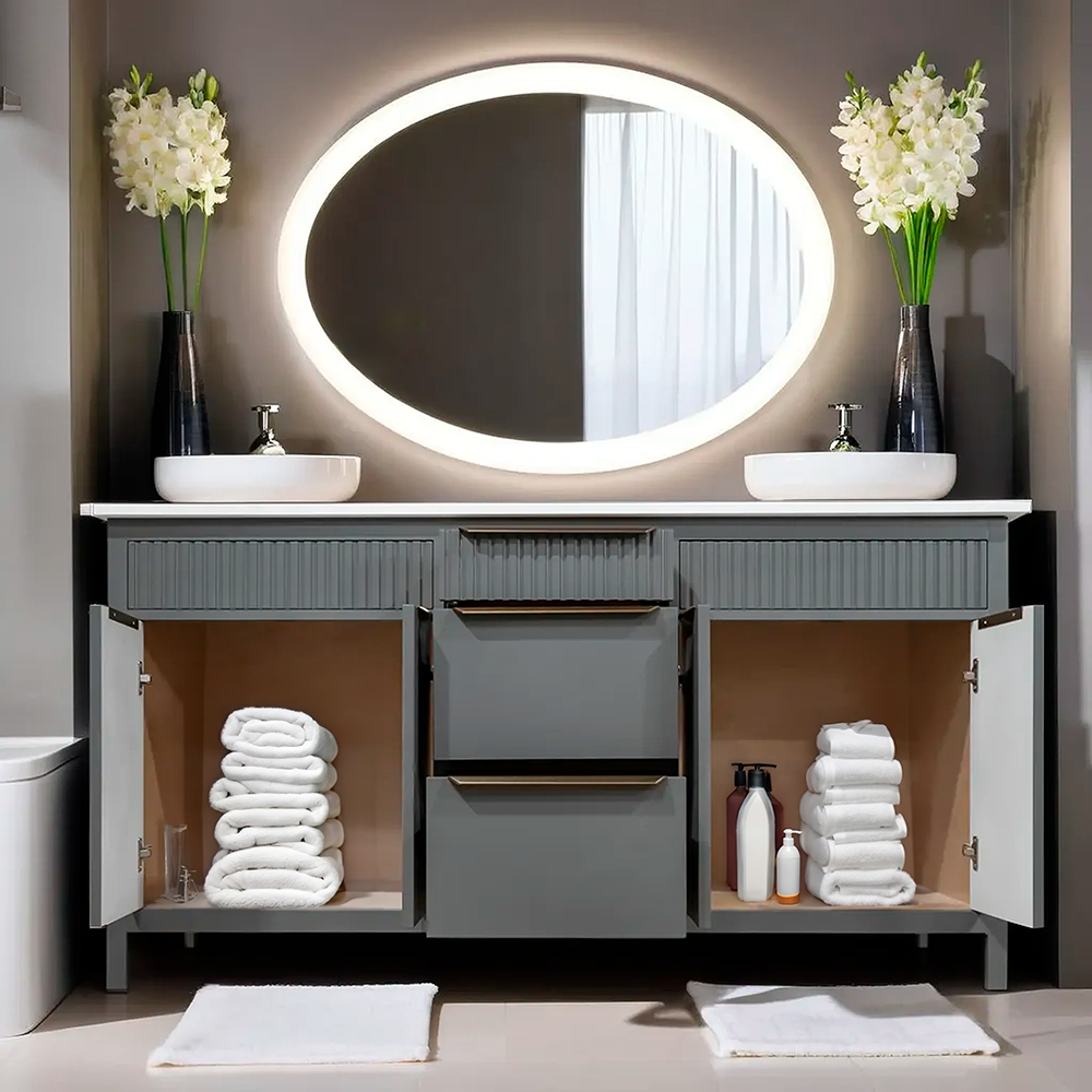 Apollo modern unique wood vanity with quartz top