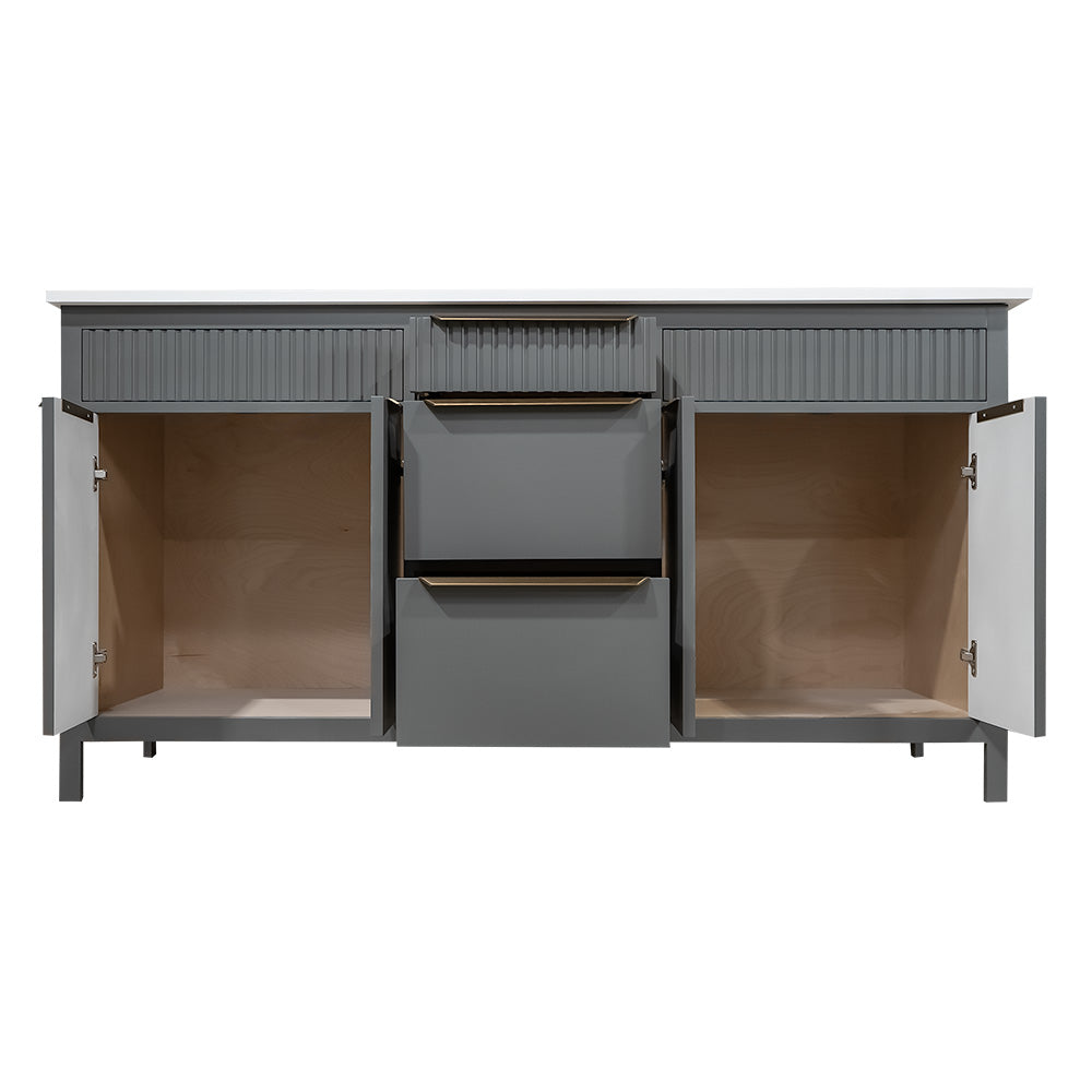 Apollo modern unique wood vanity with quartz top