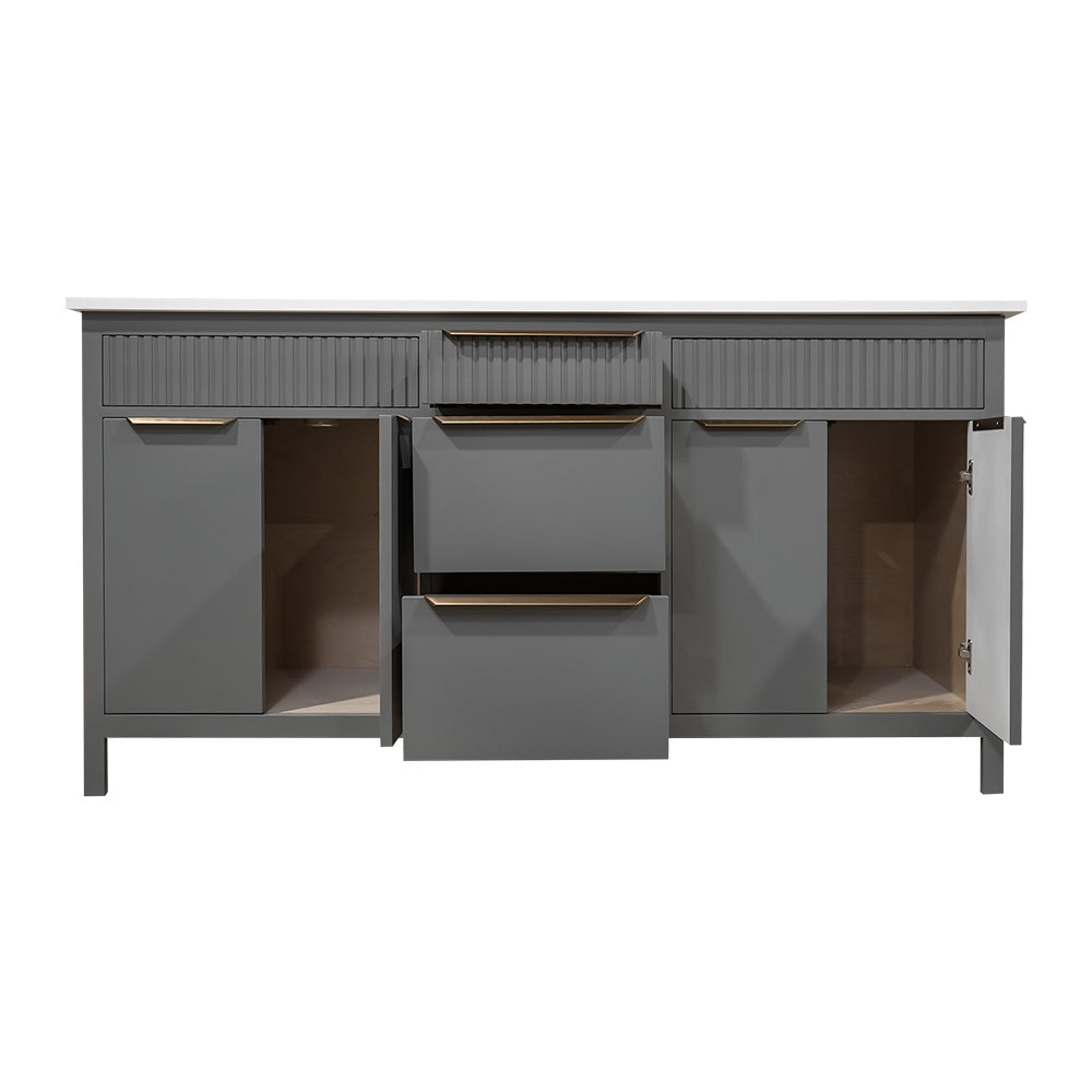 Apollo modern unique wood vanity with quartz top