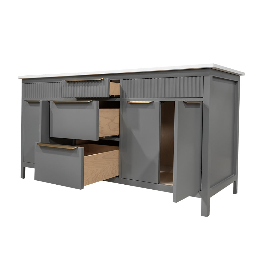 Apollo modern unique wood vanity with quartz top