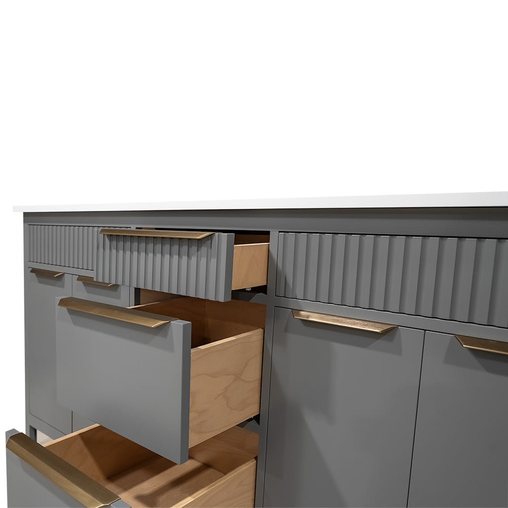 Apollo modern unique wood vanity with quartz top