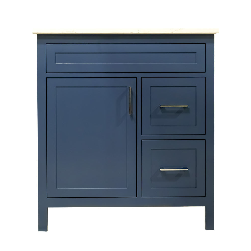 30" Wood Bathroom Cabinet With Quartz Top with Sink