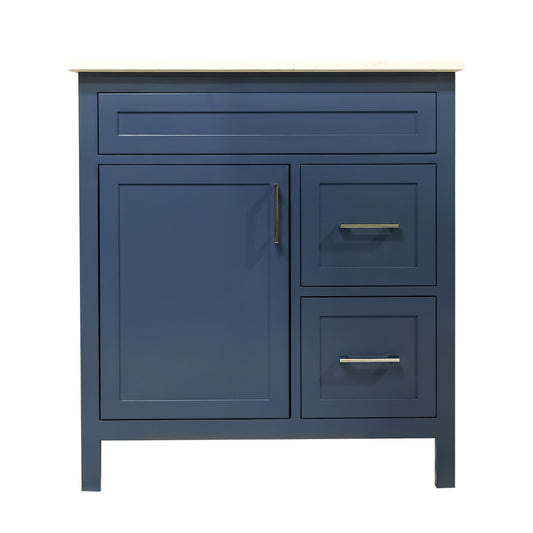 30" Wood Bathroom Cabinet With Quartz Top with Sink