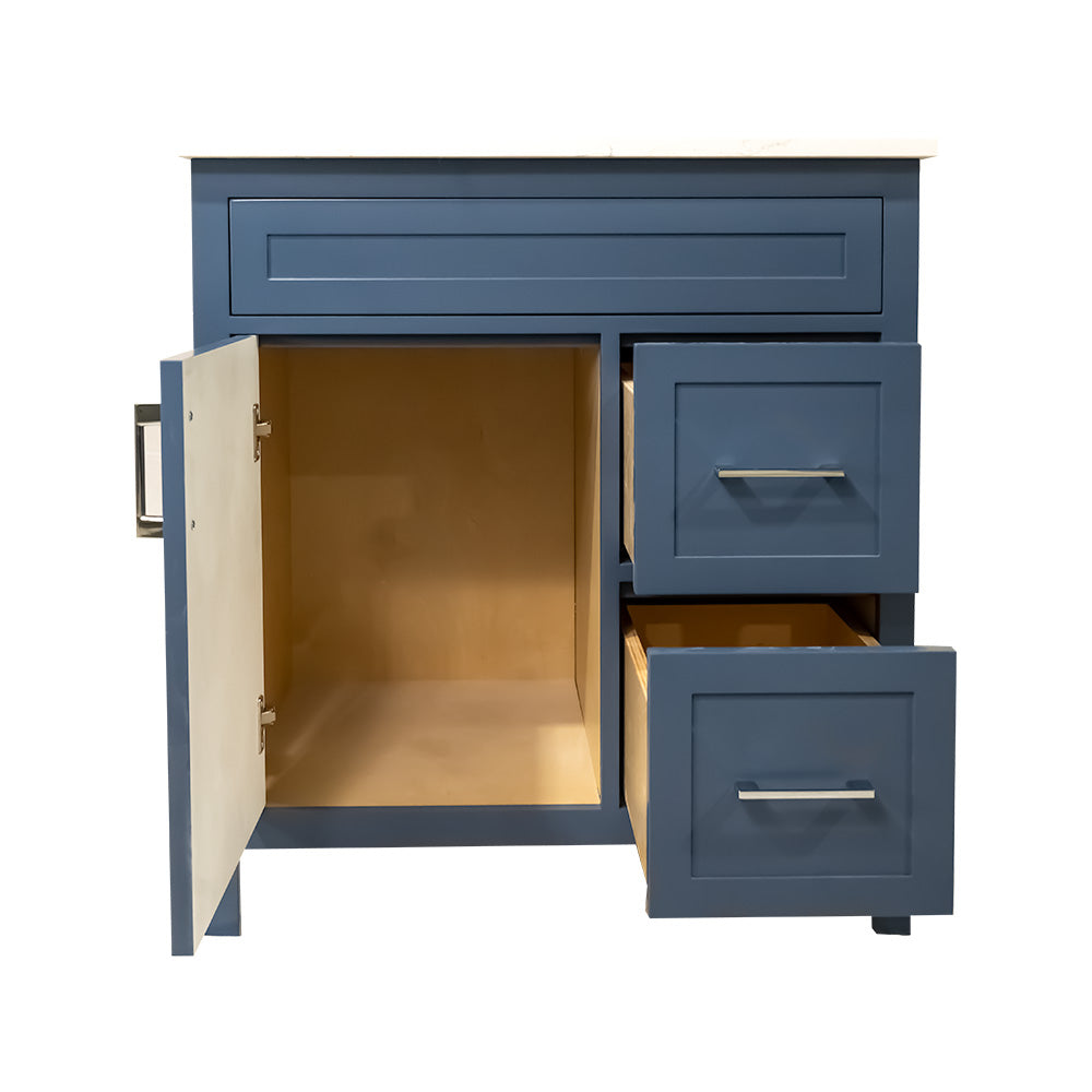 30" Wood Bathroom Cabinet With Quartz Top with Sink