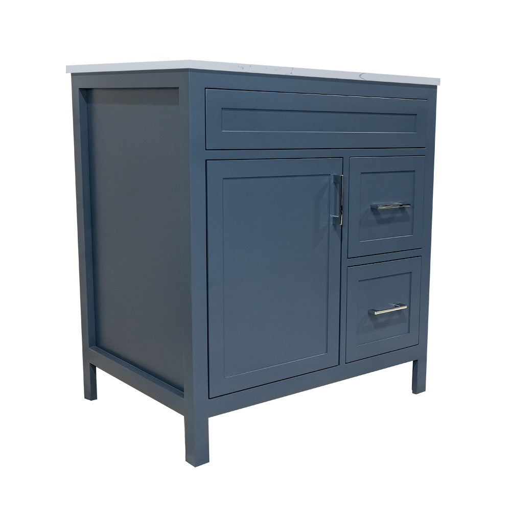 30" Wood Bathroom Cabinet With Quartz Top with Sink