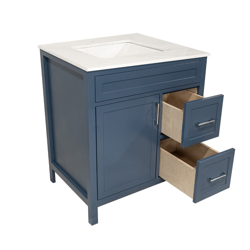 30" Wood Bathroom Cabinet With Quartz Top with Sink