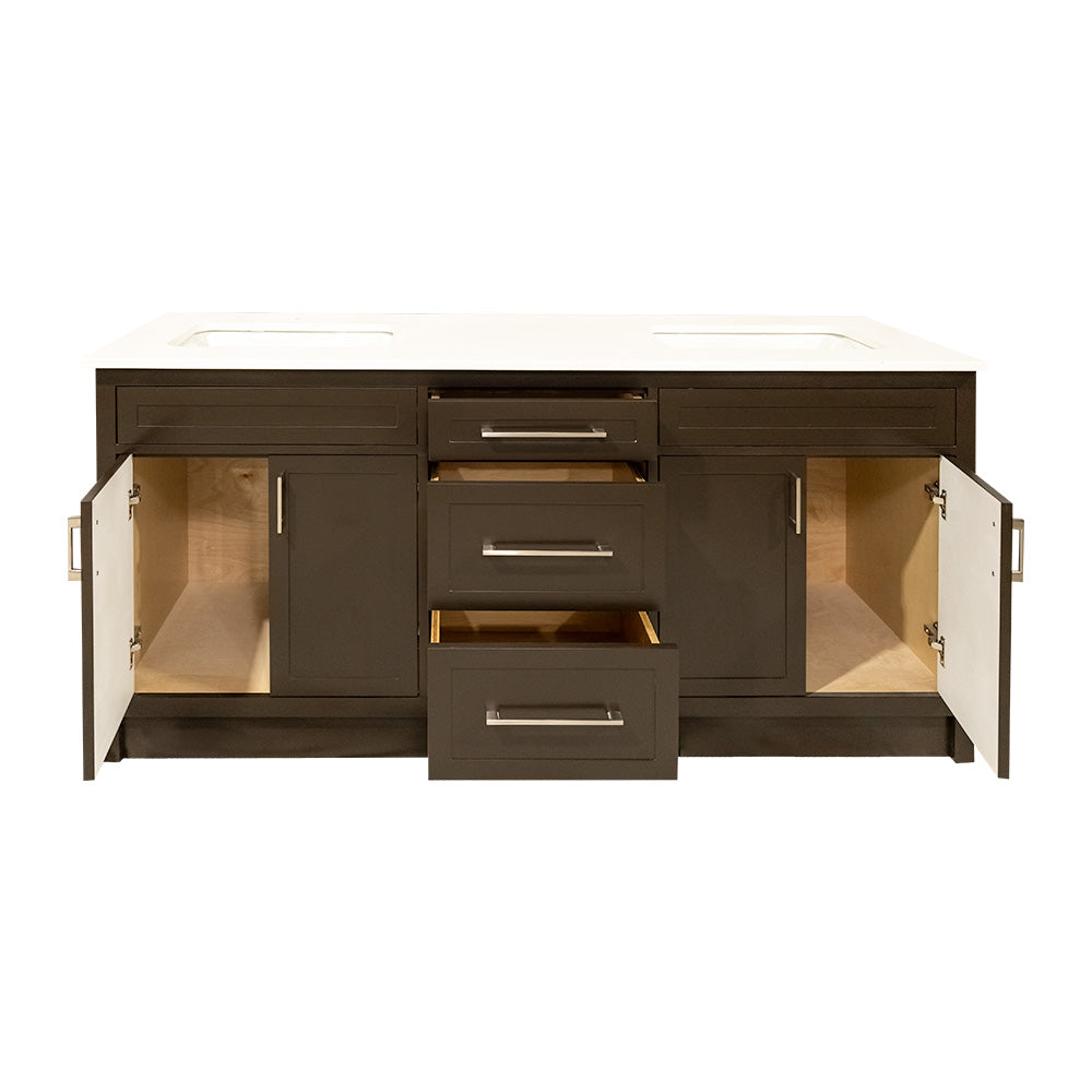 66" shaker style double sink wood vanity