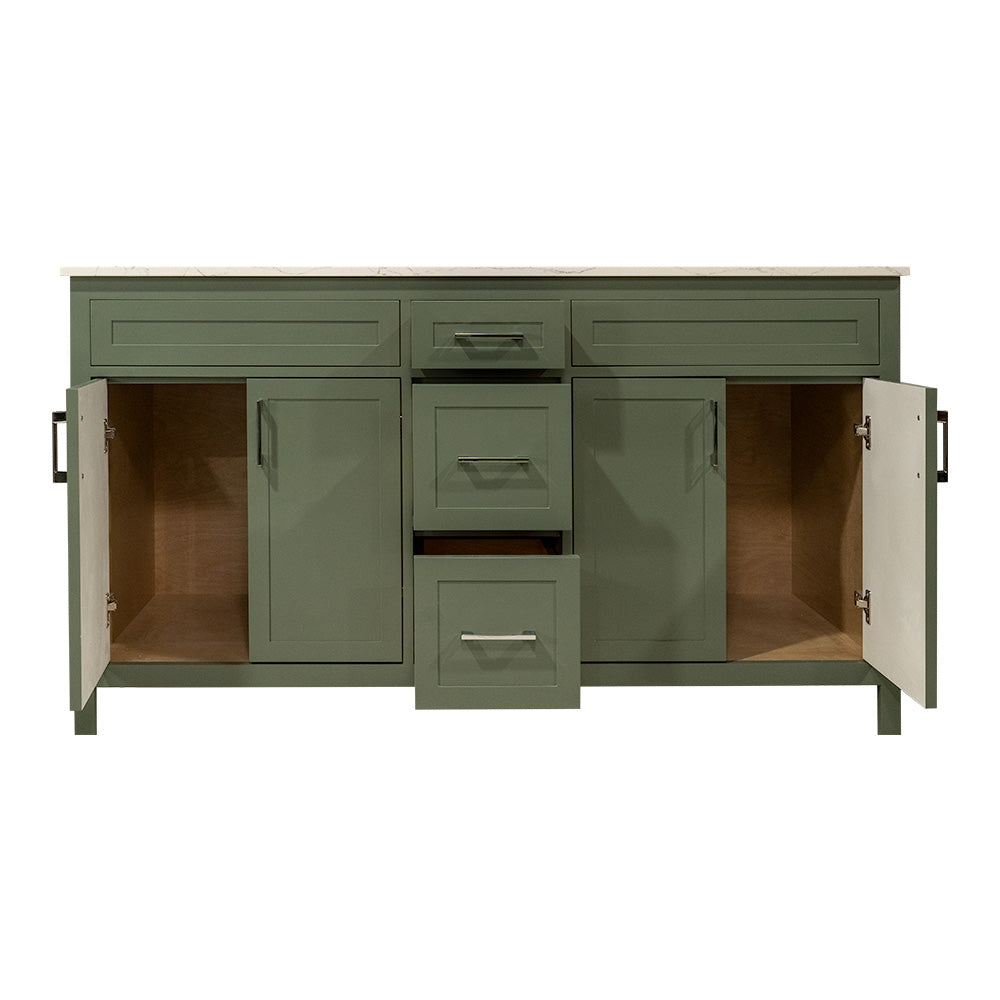 60" wooden vanity double sink with quartz top made in Canada