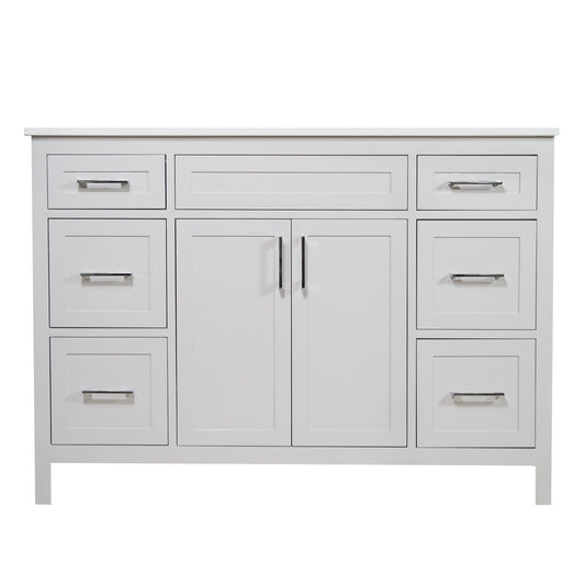 48" Cement gray bathroom vanity with quartz top shaker style