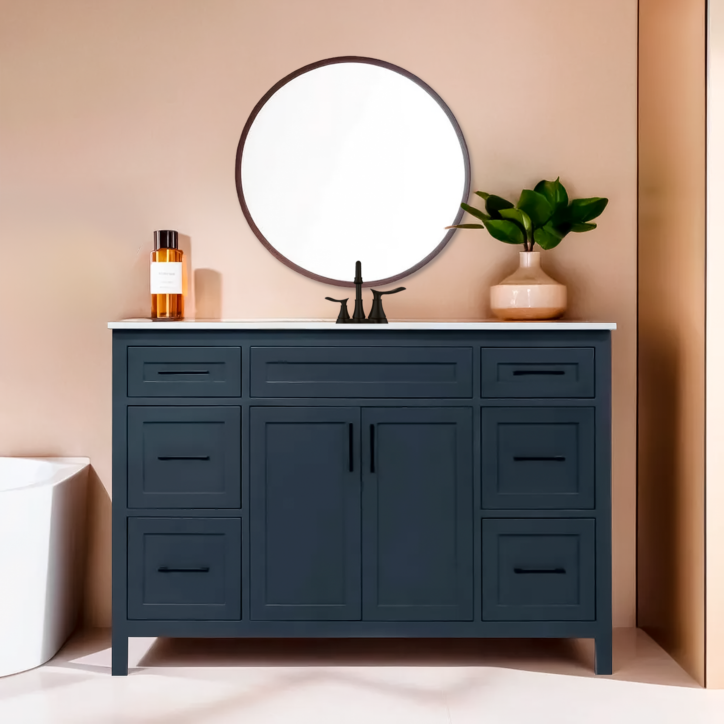 Elada 48" wood vanity made in Canada include quartz top and sink