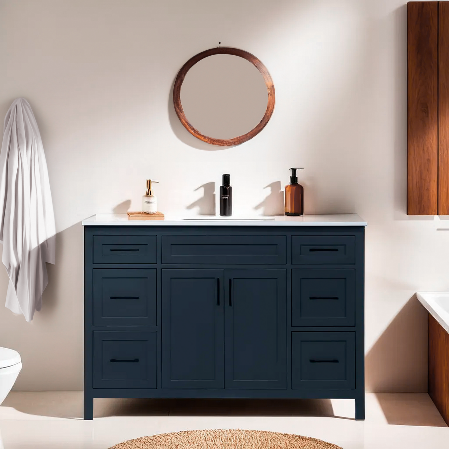 Elada 48" wood vanity made in Canada include quartz top and sink