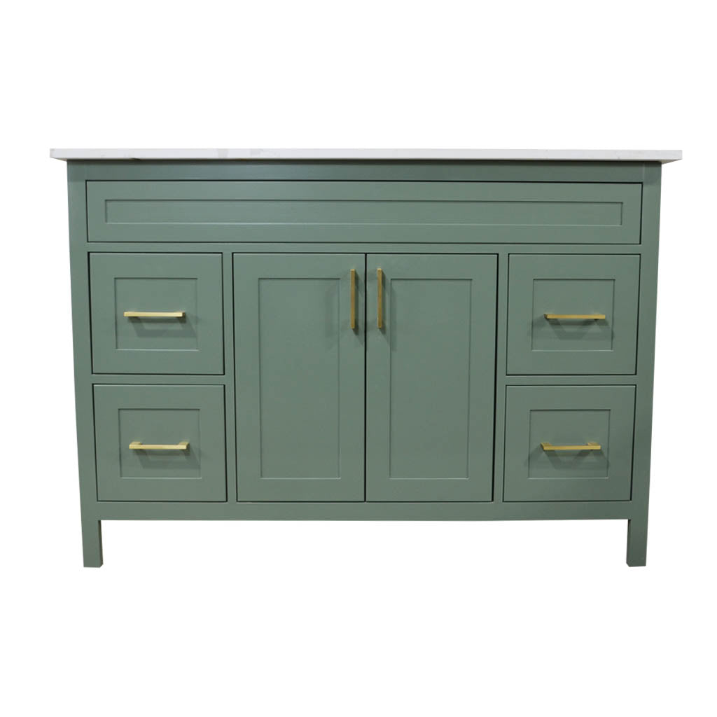 Olivia 48" wood cabinet Lush color include White Single sink quartz Vanity