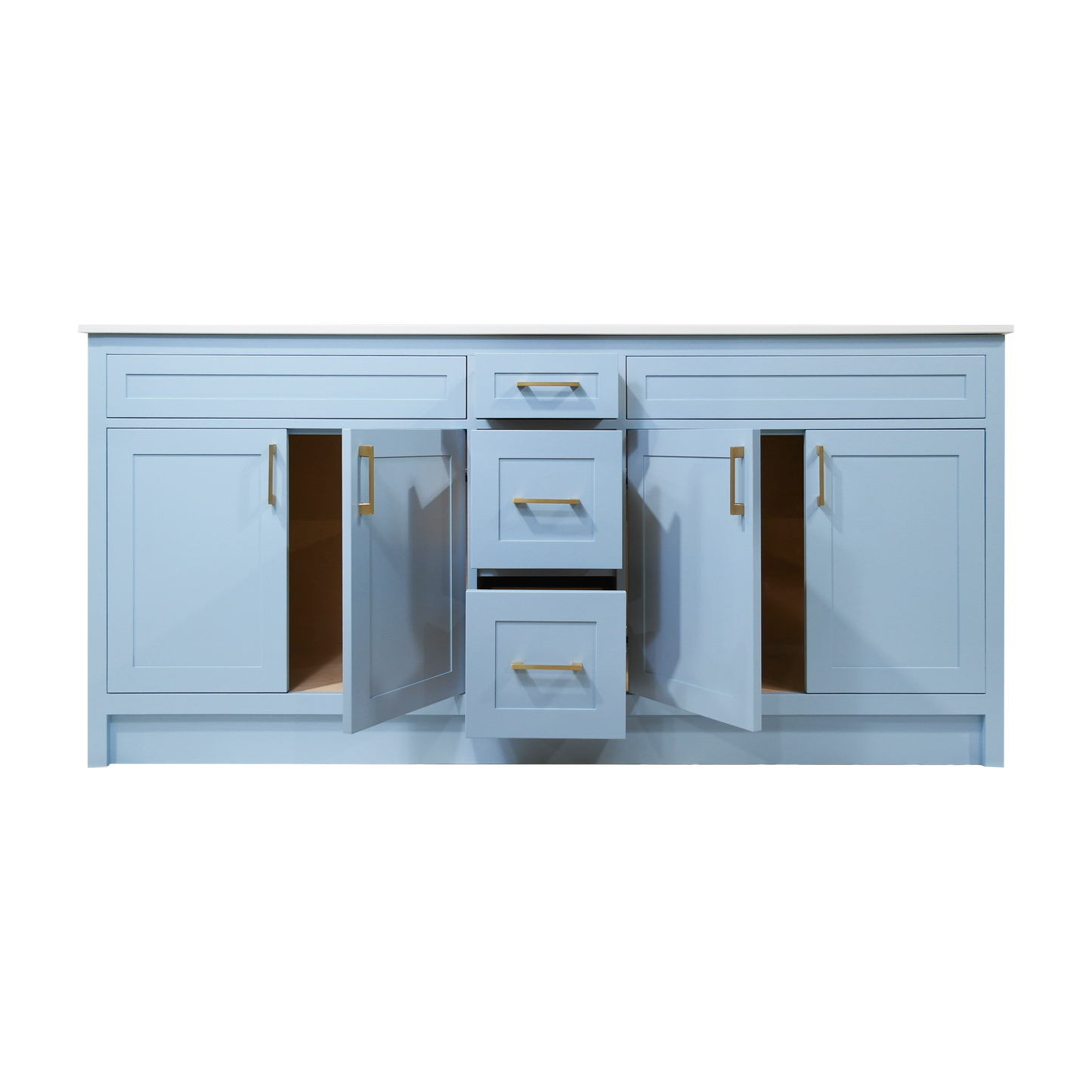 72" wood sky blue vanity for bathroom cabinet with Quartz top