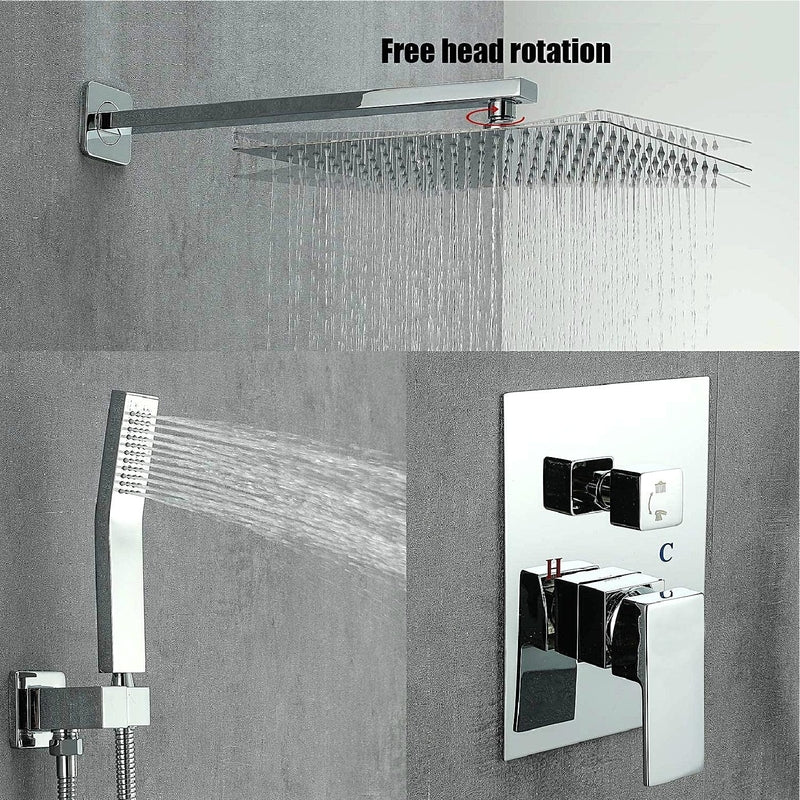 Two-Way Shower Mixer with a 10-Inch Square Showerhead
