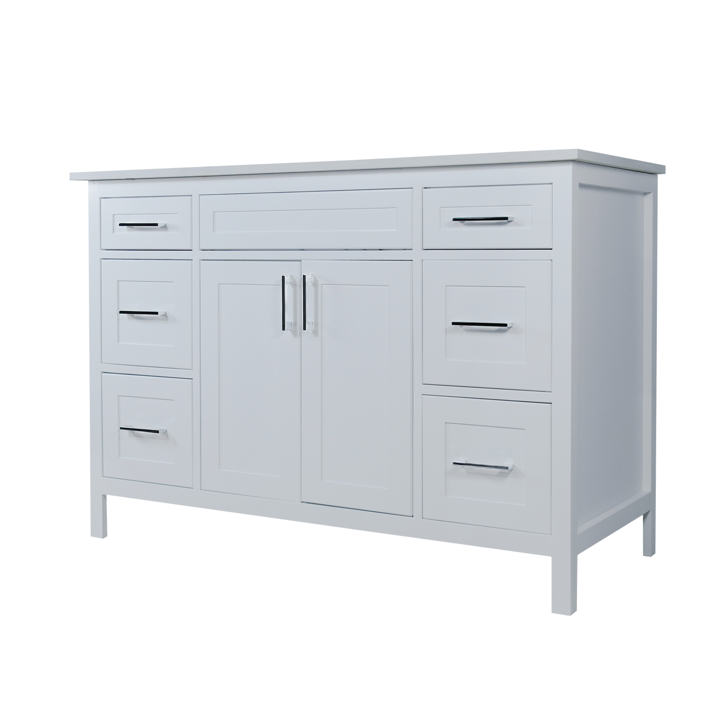 48" Perla wood vanity white shaker style with 6 drawers made in Canada