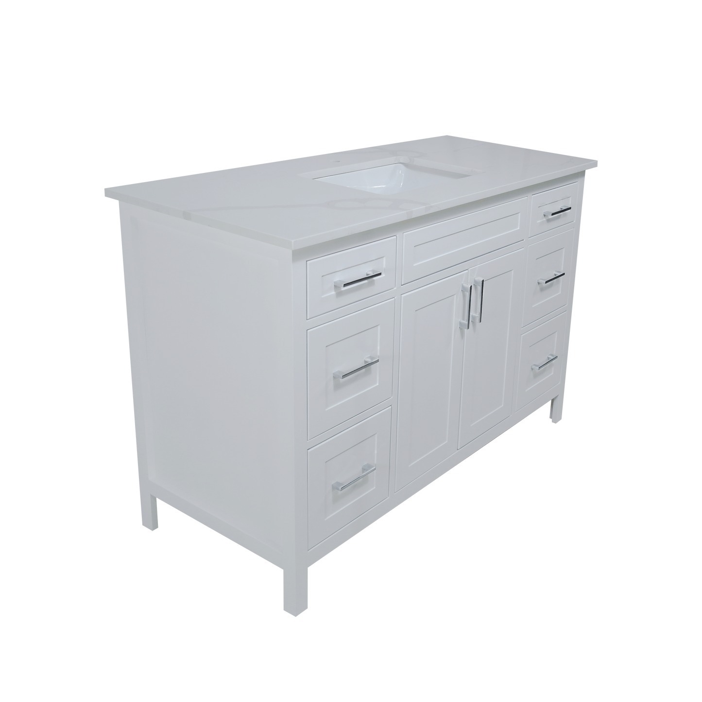 48" Perla wood vanity white shaker style with 6 drawers made in Canada