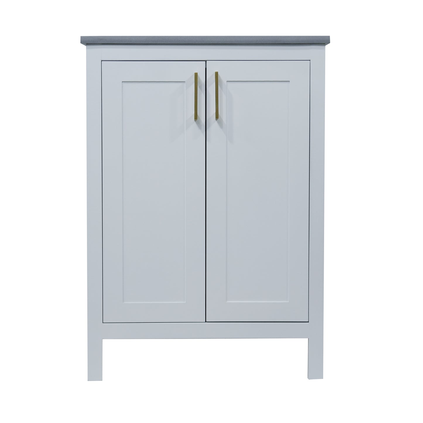 24" White shaker style wood vanity with Quartz top for bathroom made in Canada