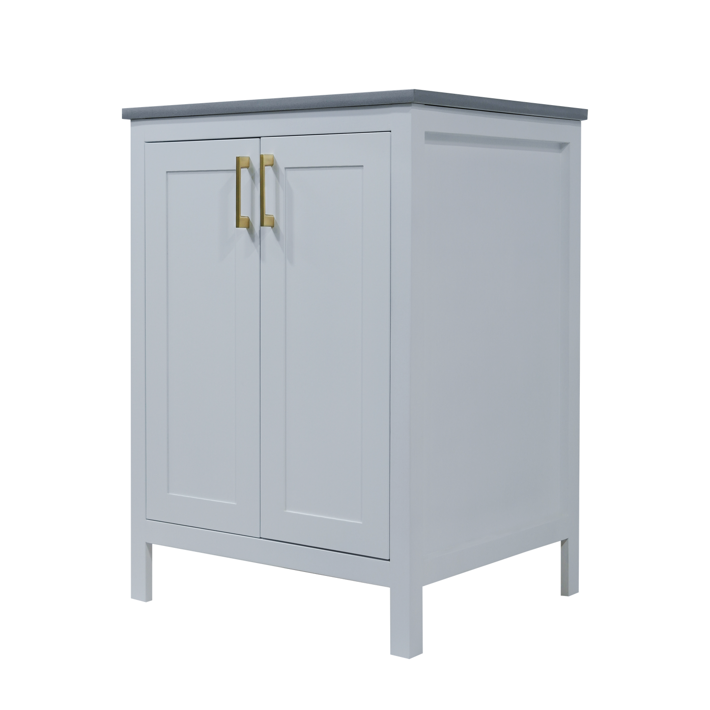 24" White shaker style wood vanity with Quartz top for bathroom made in Canada