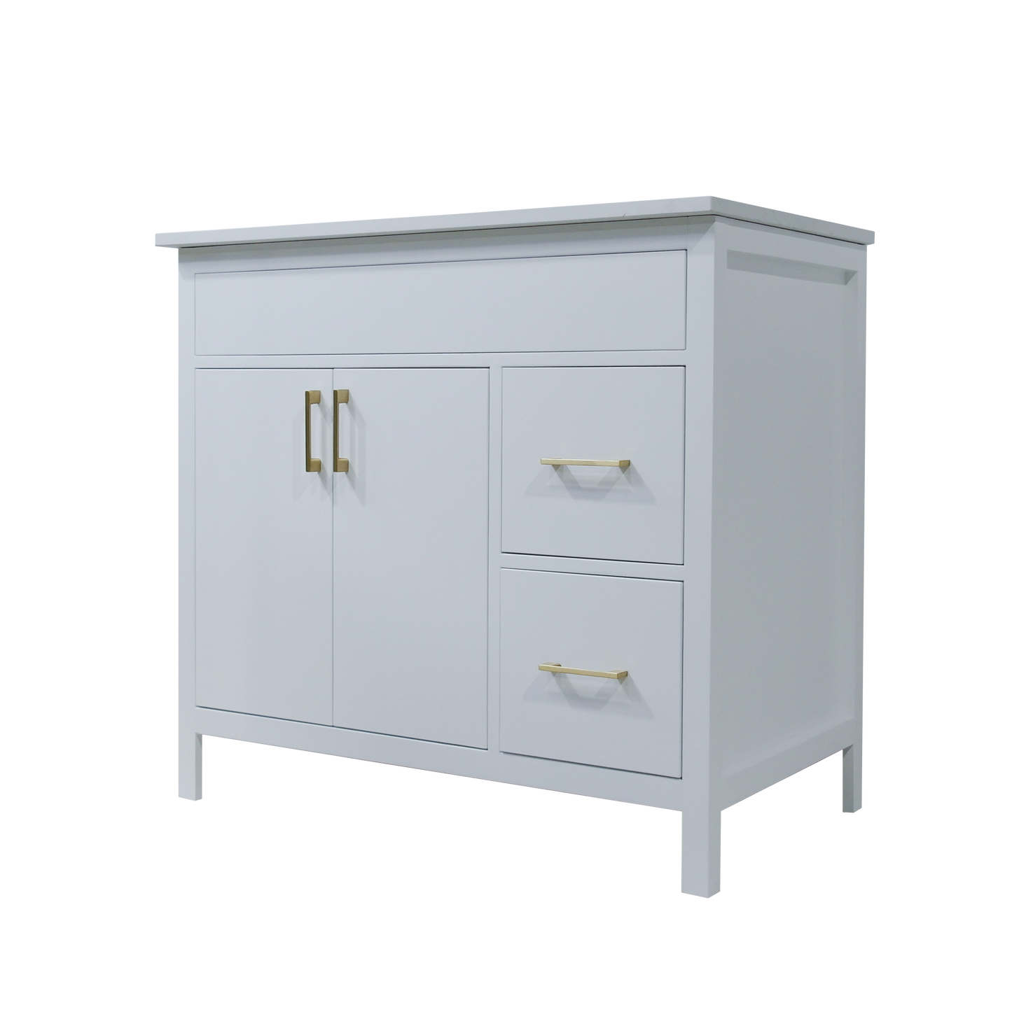 36" Mirea Style White Wooden Vanity with Quartz
