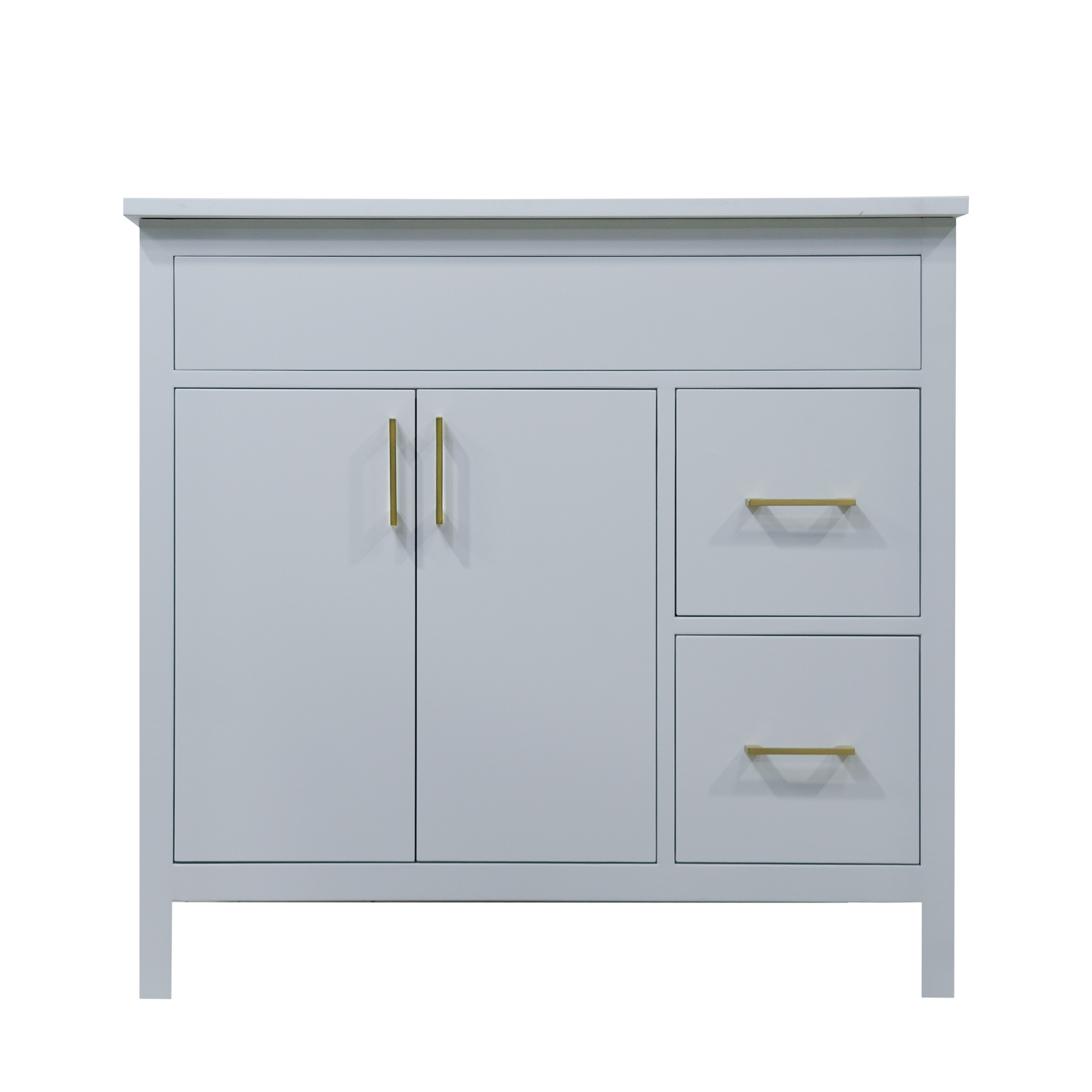 36" Mirea Style White Wooden Vanity with Quartz