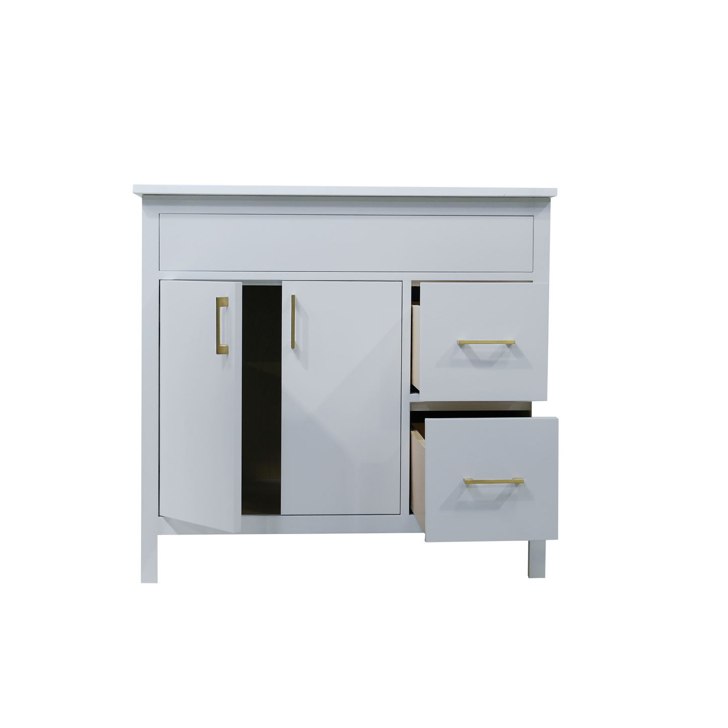 36" Mirea Style White Wooden Vanity with Quartz