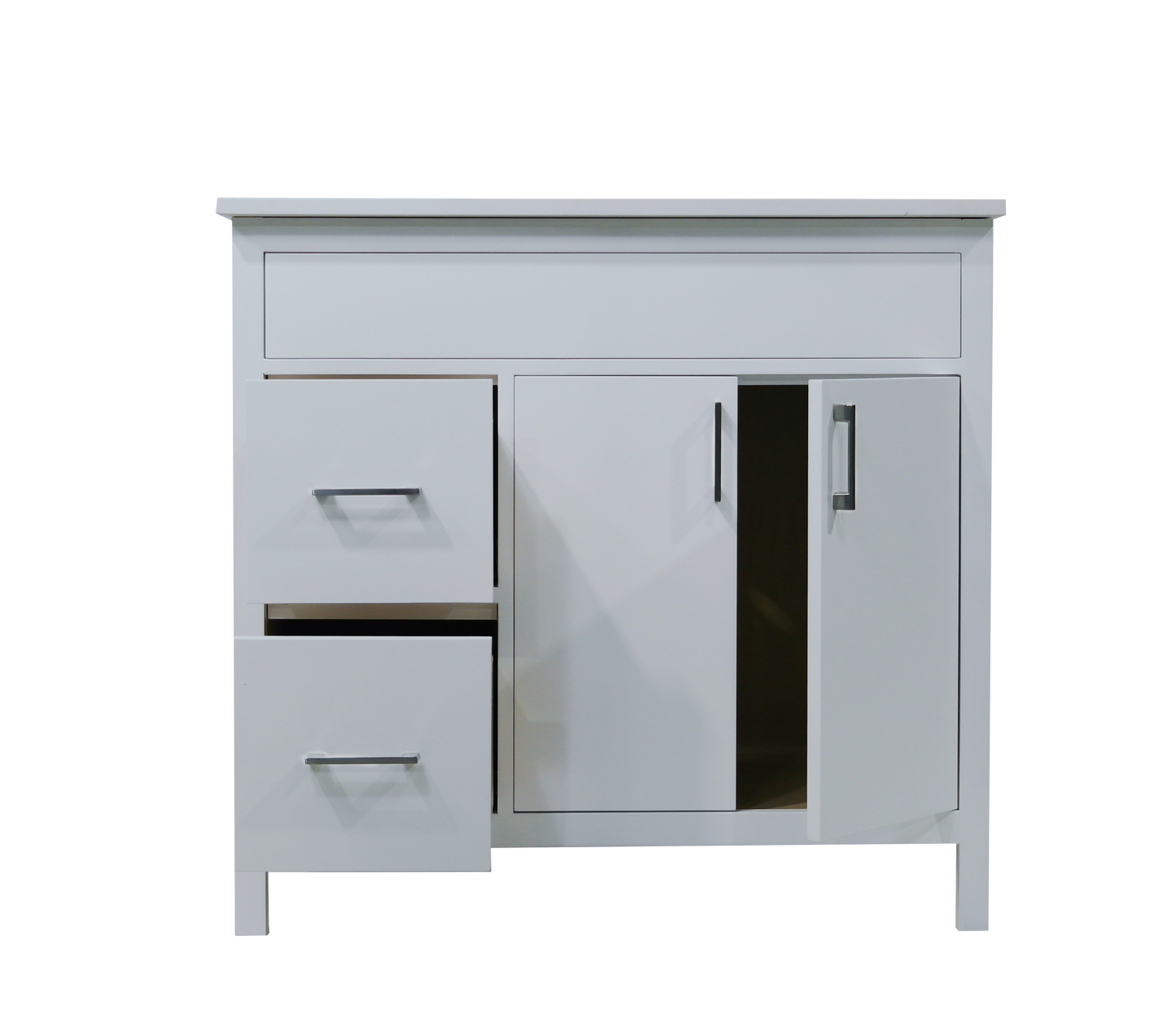 Mirea style white 36 " bathroom vanity with Quartz top