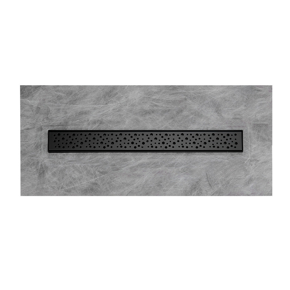 24-inch black linear drain designed for shower floors