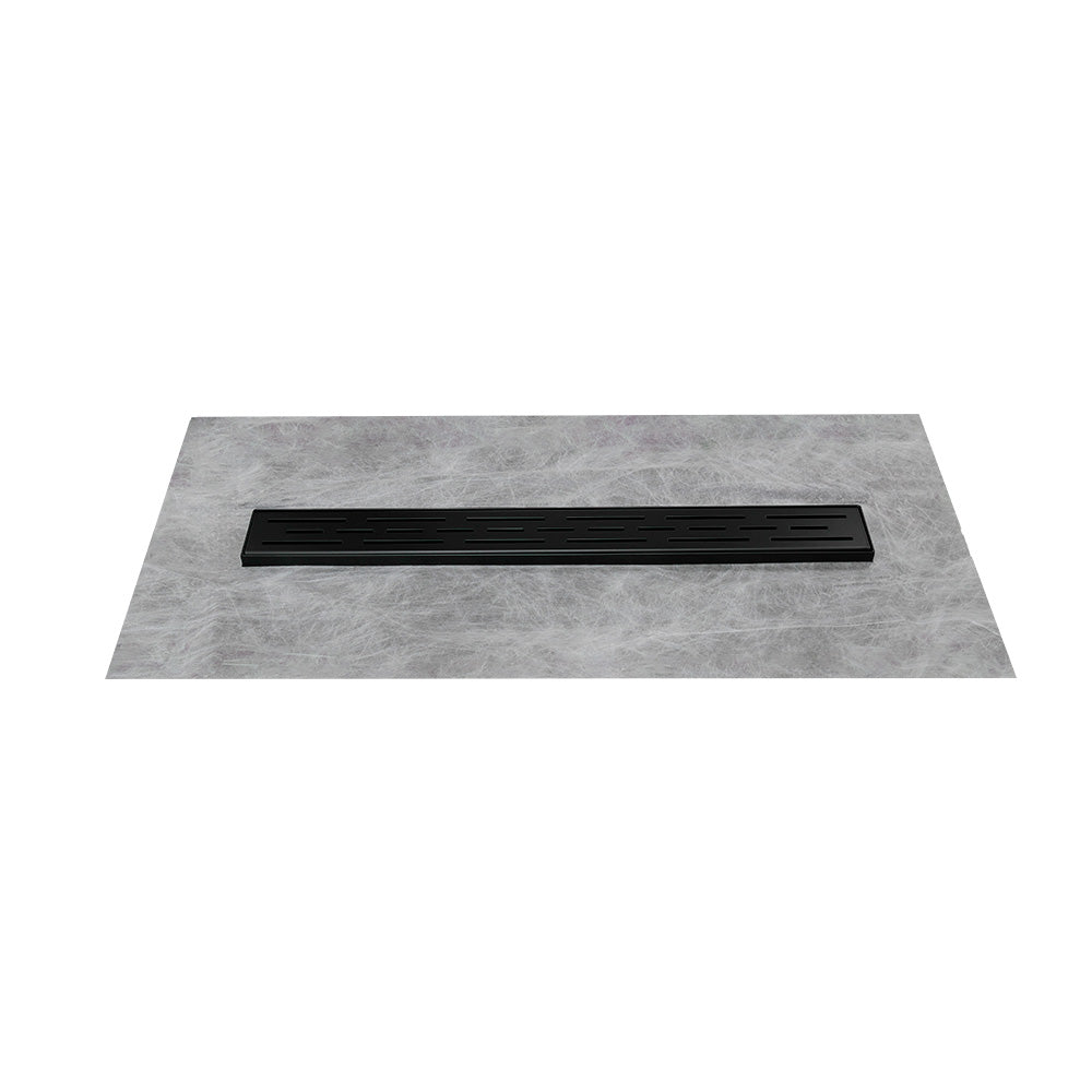 24-inch black linear drain designed for shower floors