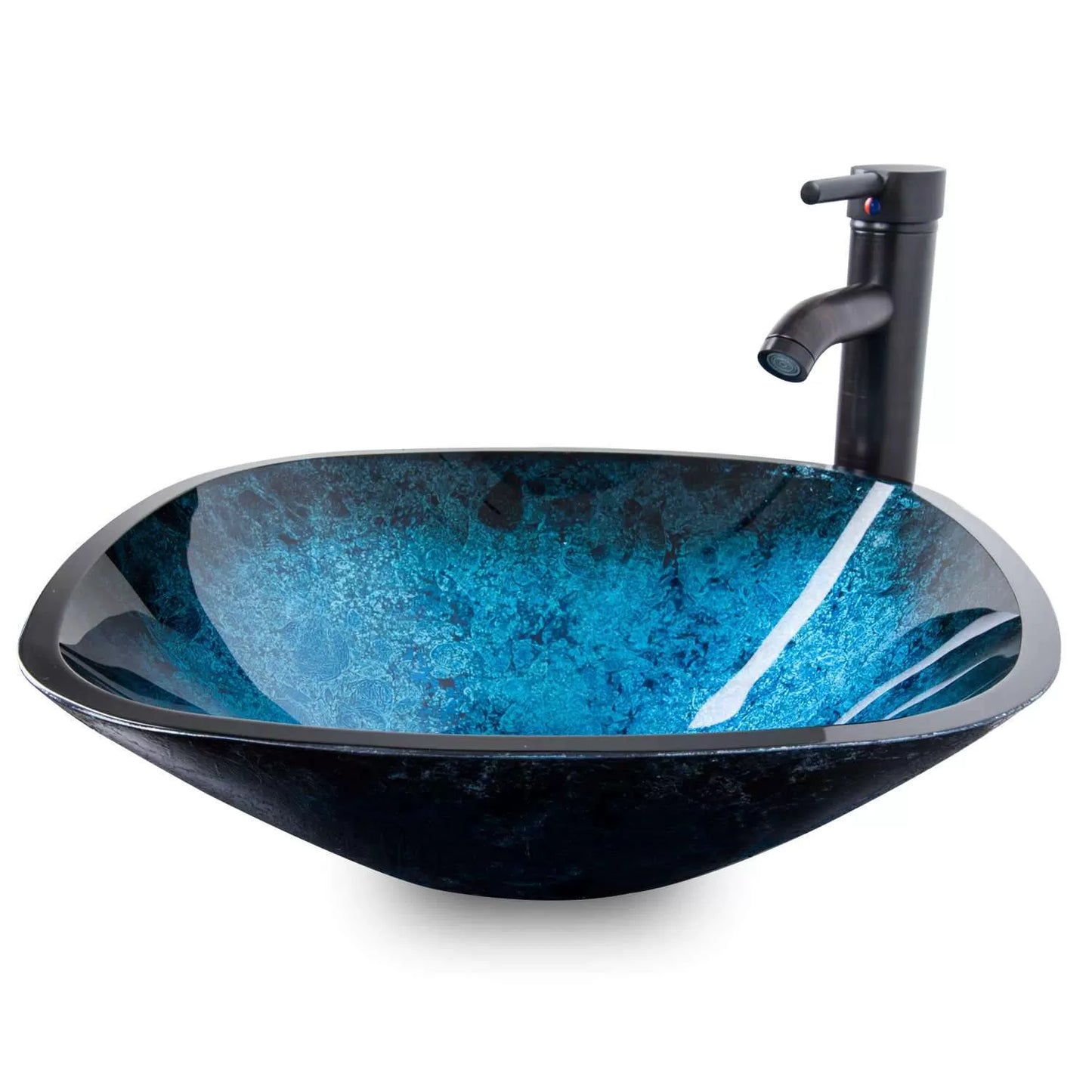 glass vessel sink blue-aqua for bathroom cabinet 19063