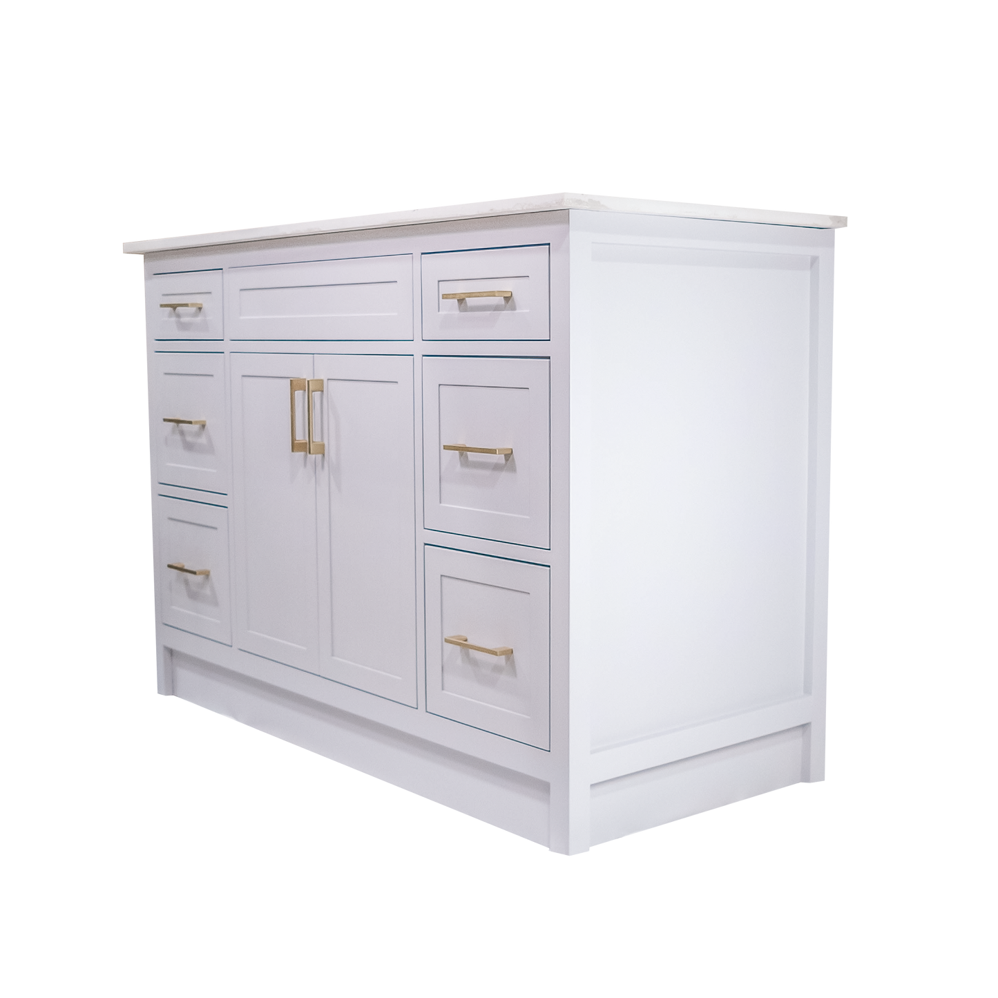 48" cement grey wood vanity with quartz top single sink