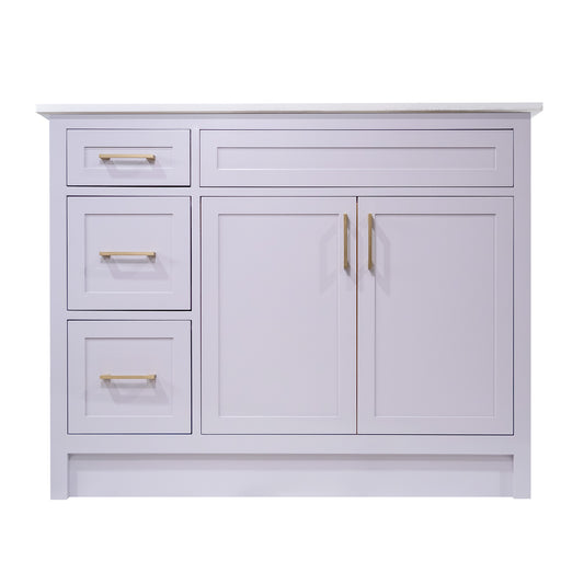 42" Cement Grey Wood Vanity With Quartz Top Canada Made