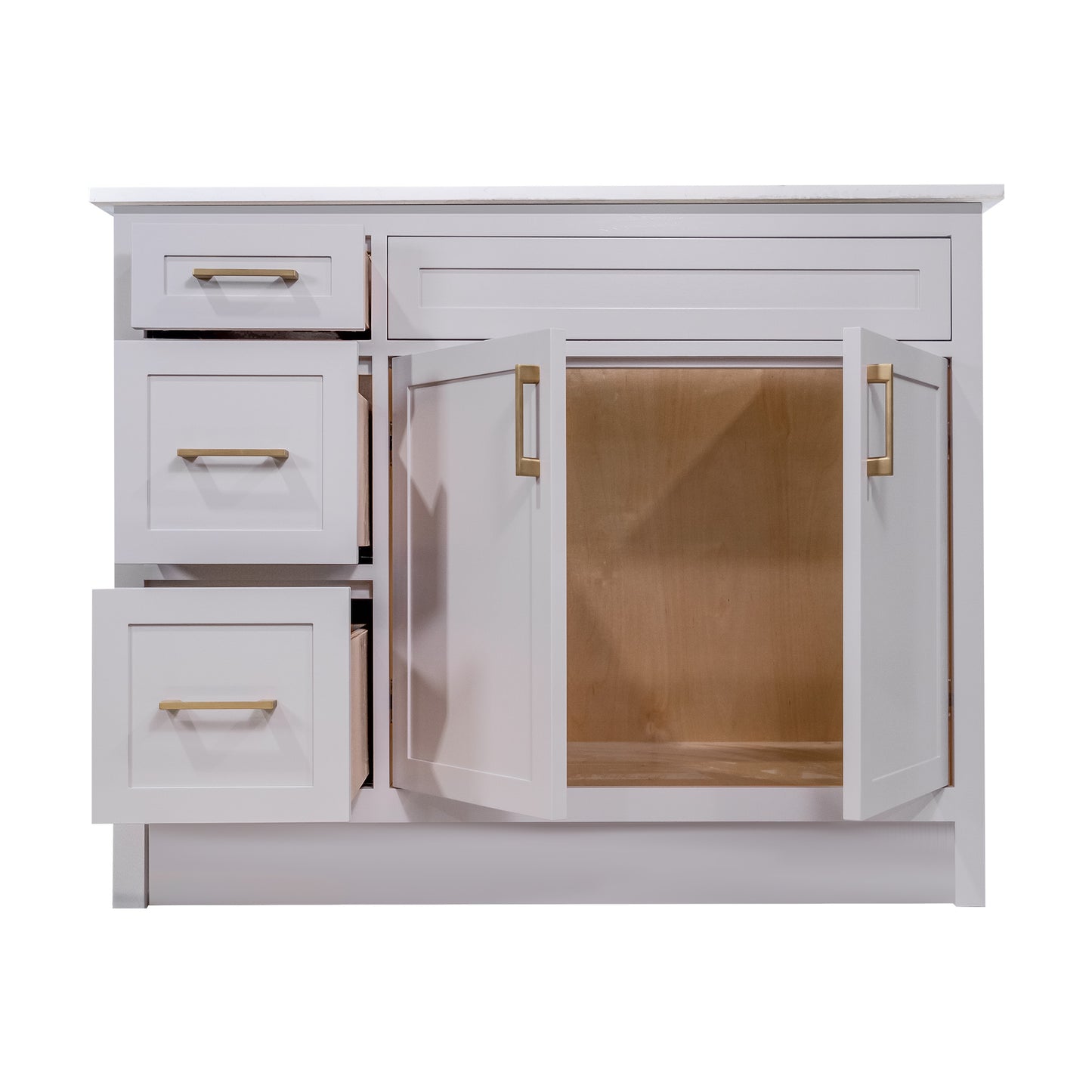 42" Cement Grey Wood Vanity With Quartz Top Canada Made