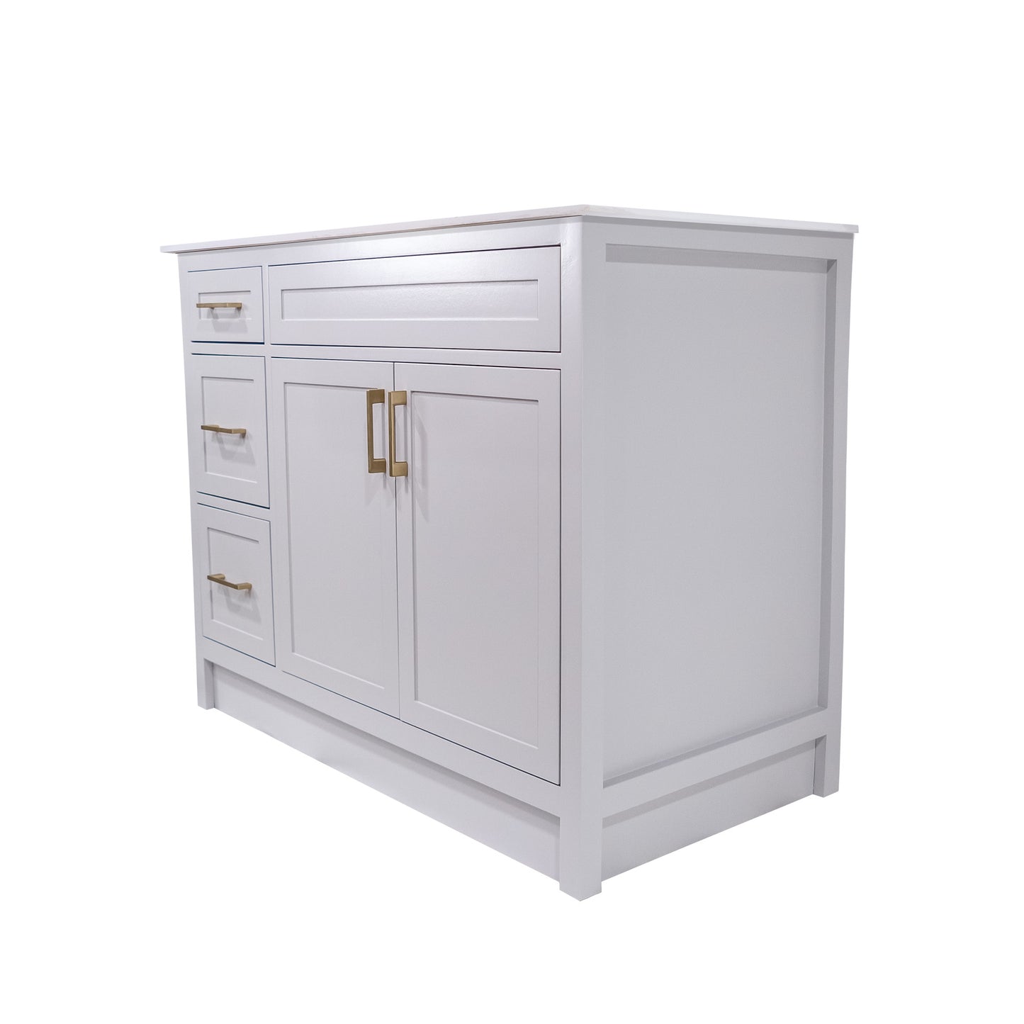 42" Cement Grey Wood Vanity With Quartz Top Canada Made