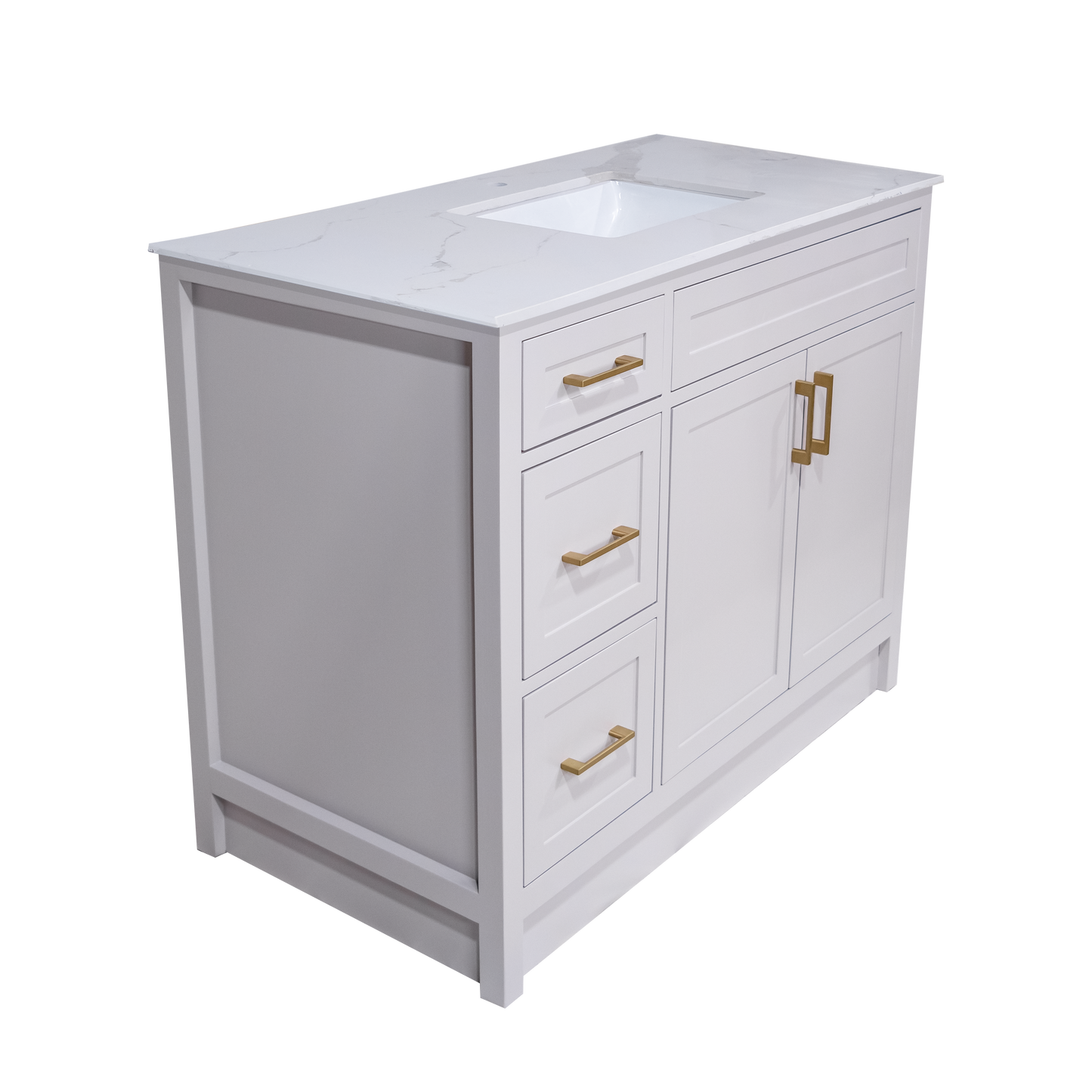 42" Cement Grey Wood Vanity With Quartz Top Canada Made