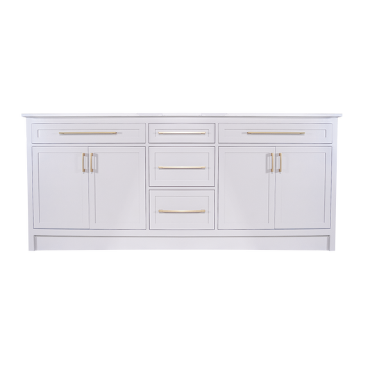 wood vanity double sink  in Cement Grey colour with Quartz top
