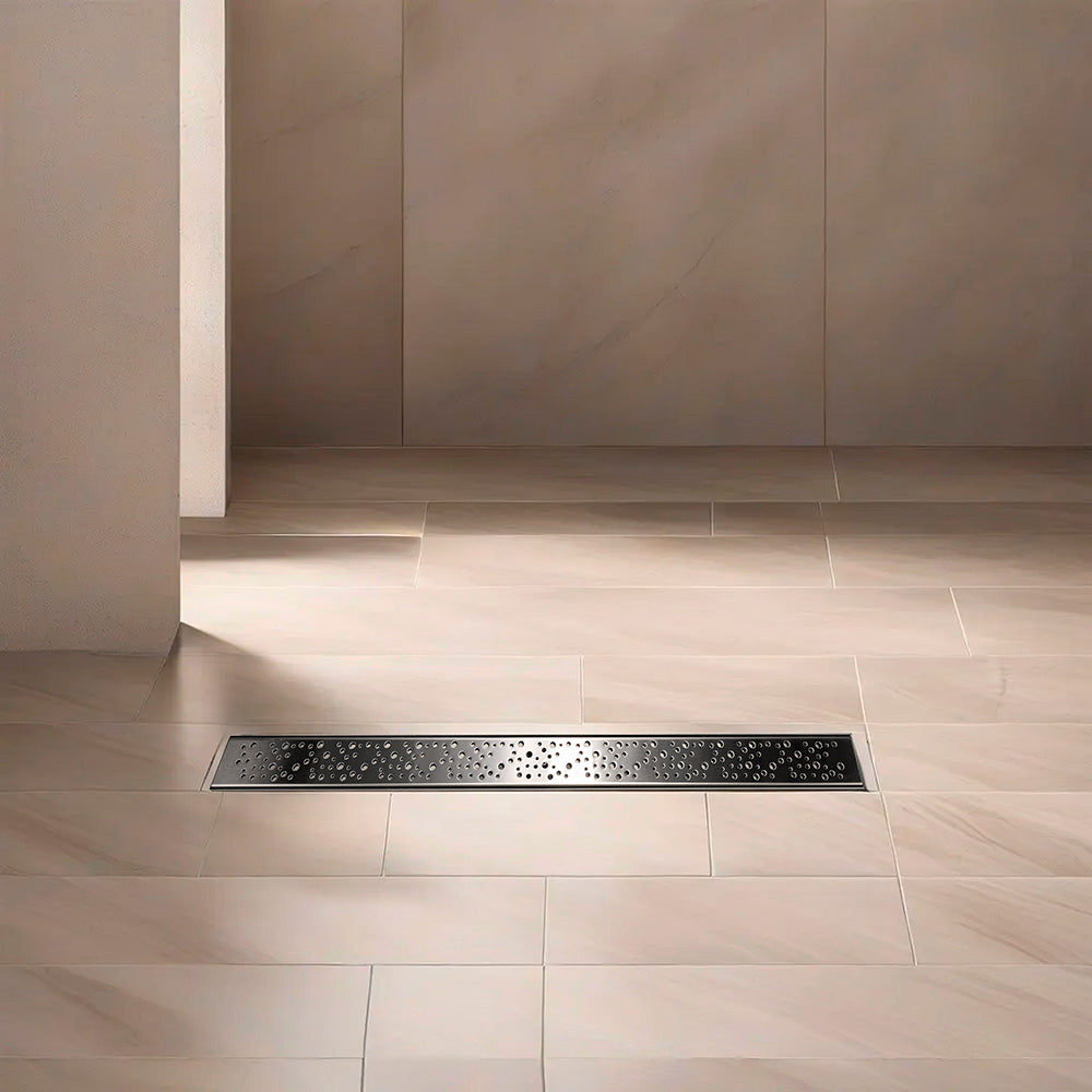 48" linear shower drain stain less steel with waterproof membrane