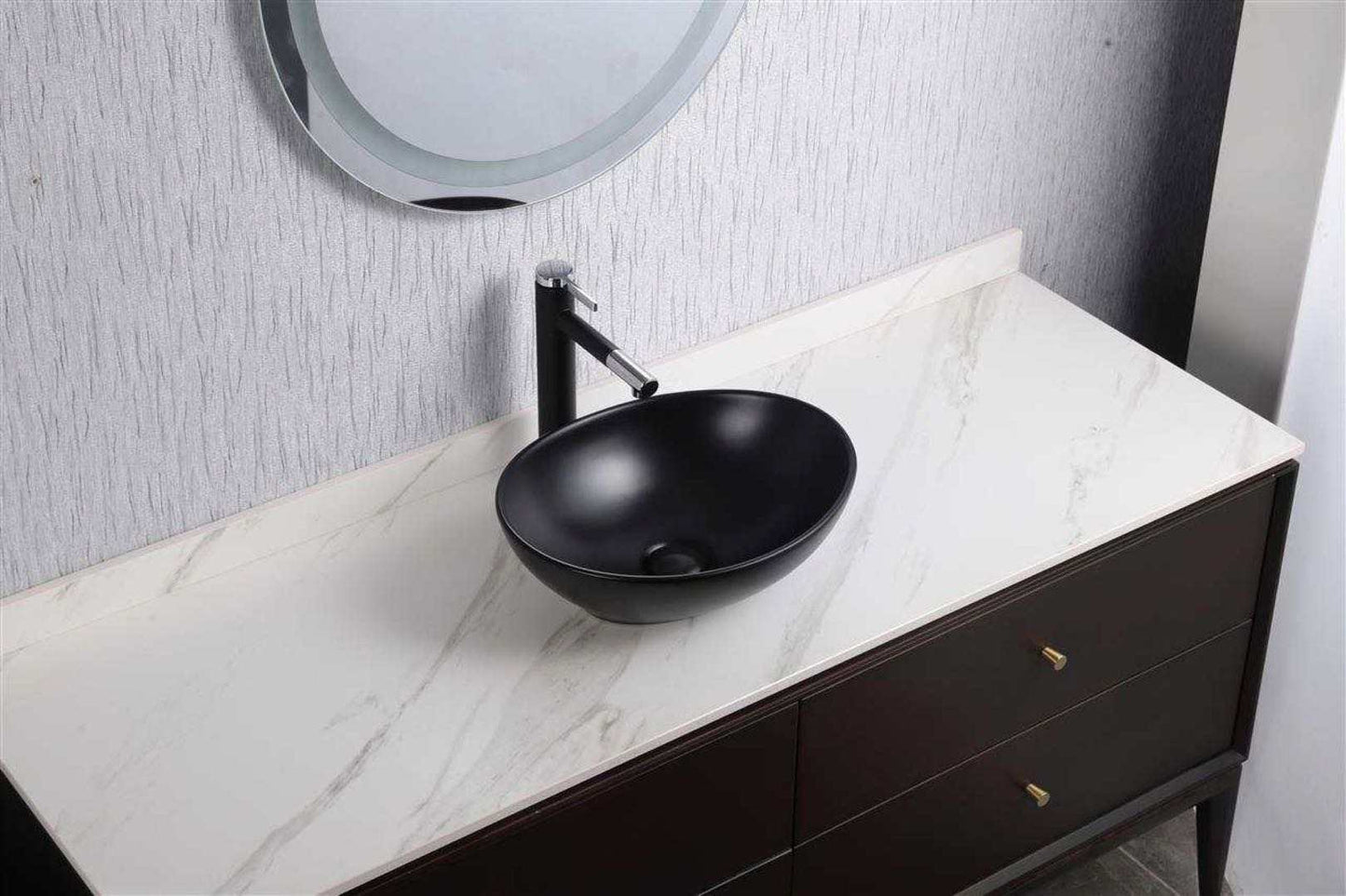 Support de lavabo ovale en céramique pour petite vanité