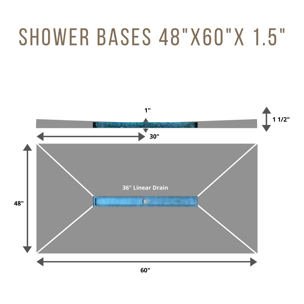 XPS tileable shower base for bathroom floor  48" x 60"