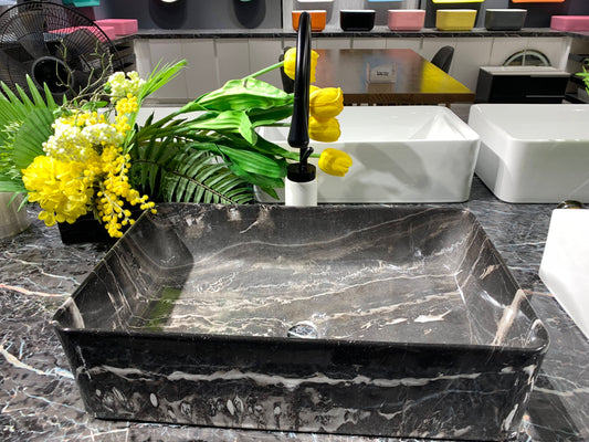 black marble ceramic sink for vanity cabinet