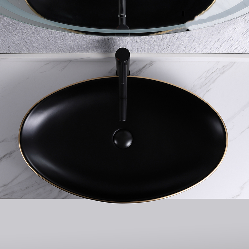 plan de lavabo vasque en céramique monté pour meuble-lavabo 571BB